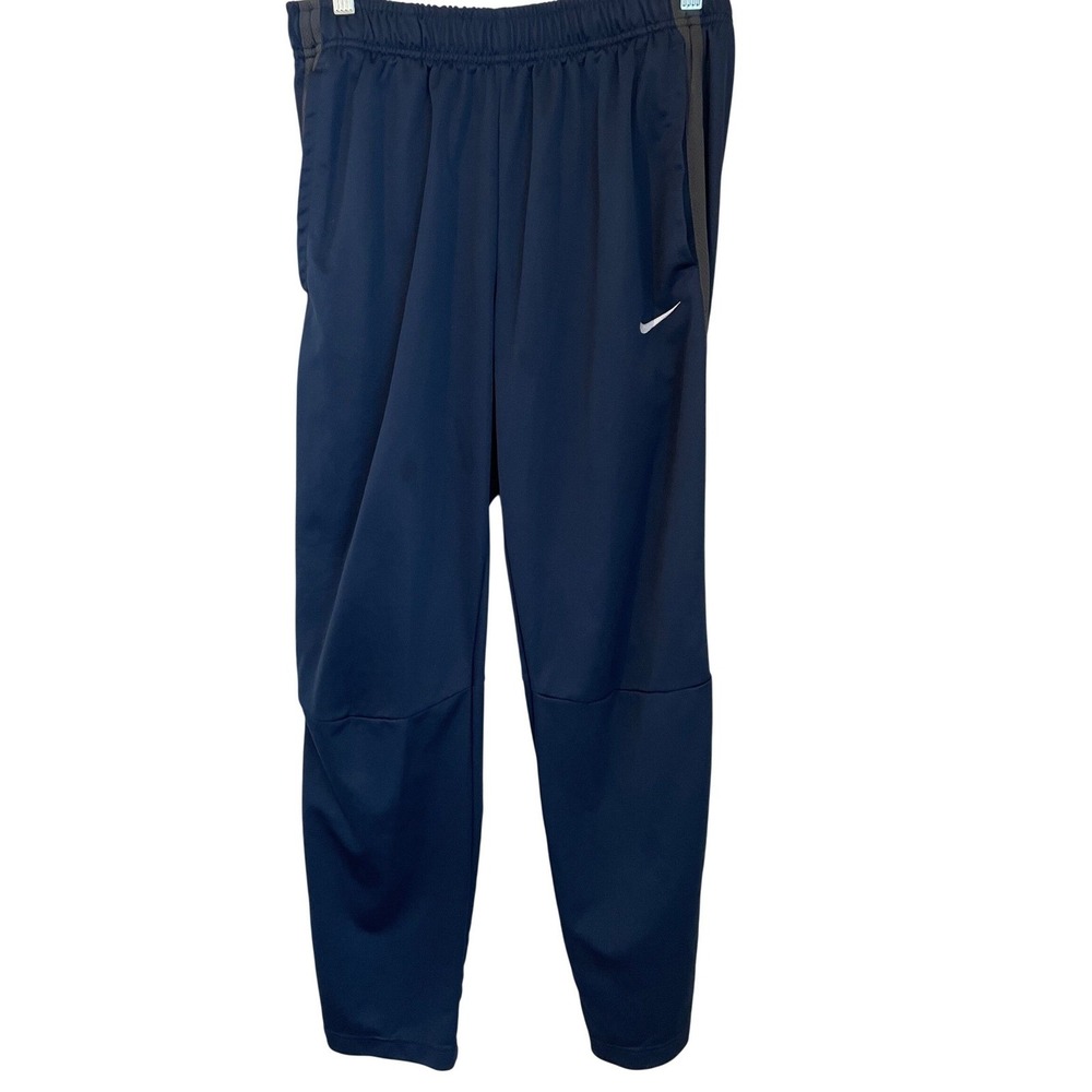 Nike Men's‎ Size M Navy Blue Gray Stripe Woven Warm Up Track Pants Training Gym